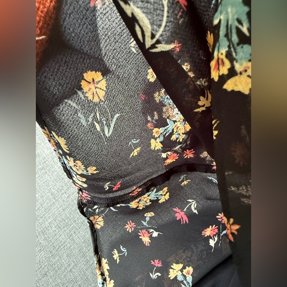 FREE PEOPLE LILOU PRINTED BELL SLEEVE DRESS RETRO BLACK COMBO Size XS - Picture 7 of 13